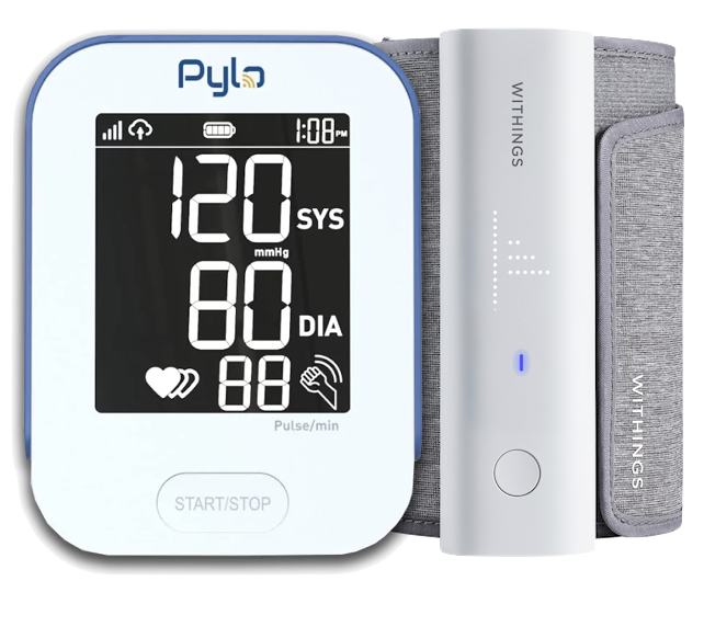 4G cellular-enabled blood pressure cuffs (one of each): Withings BPM Connect Pro and Pylo PY-802-LTE